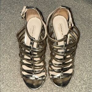 Coach Women's Silver Strappy Heels